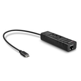 Lindy USB 3.2 Type C Hub y Convertidor Gigabit Ethernet con 3 Puertos USB 3.0/3.1/3.2 Tipo A para Ultrabooks, Compatible Thunderbolt 3