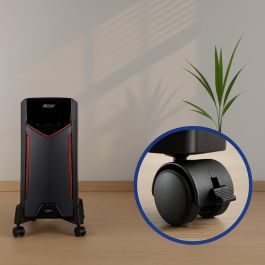 Ewent EW1292 Soporte CPU Plegable con Ruedas para Torre PC Ajustable Universal con Freno - Negro