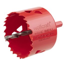 Wolfcraft Sierra de corona bimetal Ø65 x 40 mm para agujeros grandes en madera, metal y plástico, dentado variado progresivo HSS