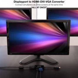 Nanocable 10.16.3301-ALL Conversor DisplayPort Macho a HDMI, DVI, VGA Hembra; Soporta 4K 60Hz, 1080p; DP 1.2, HDCP 2.2; 20cm Negro Nanocable 10.16.3301-ALL Conversor DisplayPort Macho a HDMI, DVI, VGA Hembra; Soporta 4K 60Hz, 1080p; DP 1.2, HDCP 2.2; 20cm Negro
