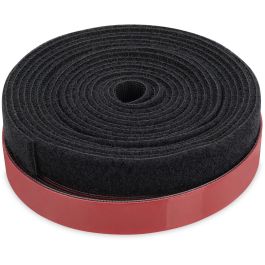 Digitus Klettband Kabelmanagement System, Pilzkopfband 2,5 m, Flausch y Klettband 5 m, Negro/Rojo, Autoadhesivo