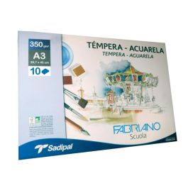 Bloc Dibujo Acuarela Sadipal Fabriano Espiral Din A3 10 Hojas 350 gr-M2 grano Suave