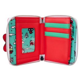 Loungefly Cartera Hello Kitty Christmas Sanrio Piel Vegana Billetero con Cremallera y Tarjetero Transparente 15x10cm