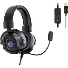 Conceptronic Athan02B Auriculares Gaming con Sonido Envolvente 7.1, Micrófono Integrado, RGB, USB, Compatibles con PC/PS4