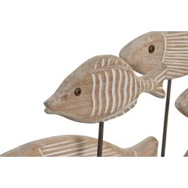DKD Home Decor Figura Decorativa Atlántico, Escultura de Peces Marinos de Madera Paulownia, Marrón Claro, 8 x 27 x 51 cm