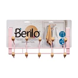 Percha Metal 10 Ganchos Madera Rosa Berilo 35X17CM (6 Unidades) Percha Metal 10 Ganchos Madera Rosa Berilo 35X17CM (6 Unidades)