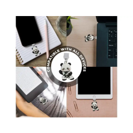 Wondee Charm Protector Funny Tipo C Panda para Conector USB-C - Tapón Decorativo Anti Polvo para Móvil