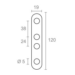 Edm Placa unión recta plc14 Acero Inoxidable 120 x 19 x 2 mm Pack 4 Unidades
