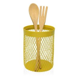 Bote para Utensilios de Cocina Versa Metal Acero 11,5 x 15,5 x 11,5 cm Amarillo