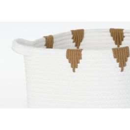 DKD Home Decor Cesta de Almacenamiento Estilo Boho Algodón Blanco Mostaza y Colores Surtidos 34x34x40 cm - Pack de 3