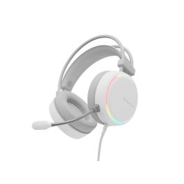 GENESIS Neon 613 Auriculares Gaming Alámbricos USB-A y Jack 3.5mm Diadema Circumaural con Micrófono Boom Iluminación RGB Blanco