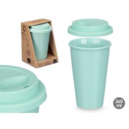 Vaso con Tapa de Silicona Menta 360 ml Vessia - 11x15.8x10 cm, Porcelana (12 Unidades)