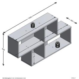 Estante de pared NORA - Decoración en roble arena y antracita - L100 x H53 x D19,5 cm - Hecho en Alemania Estante de pared NORA - Decoración en roble arena y antracita - L100 x H53 x D19,5 cm - Hecho en Alemania