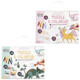 Jeux 2 momes Juego de 4 Puzzles para Colorear con Rotuladores y Pegatinas, a partir de 5 años