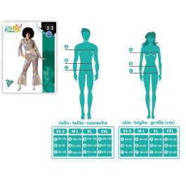 Disfraz Disco Mujer Adulto Años 70 Multicolor con Cinturón y Mono Talla M-L