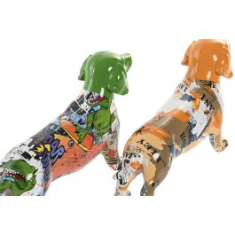 DKD Home Decor Figura Urban de Perro de Resina Amarilla y Verde 6 x 11.5 x 20 cm (2 Unidades)