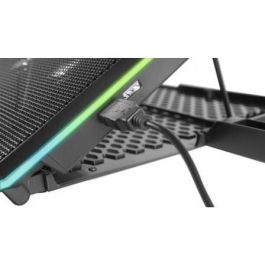 Mars Gaming MNBC13 Base Refrigeradora Stand para Portátiles hasta 17" con 13 Ventiladores RGB, Pantalla LCD, 8 Niveles Ajustables, Soporte Móvil y 2 USB