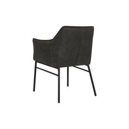 DKD Home Decor Silla Loft Microfibra y Metal, Simil Piel Marrón Oscuro y Negro, 60x60x84 cm, Altura Asiento 52 cm, Desmontable
