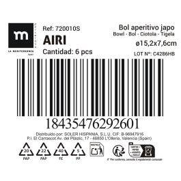 La Mediterranea Bol Aperitivo Japonés Ø15.2 x 7.6 cm Reacción "Airi" (18 Unidades)