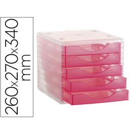 Fichero Cajones De Sobremesa Archivo 2000 Apilable 5 Cajones Fucsia Translucido 260x270x340 mm Precio: 43.49999973. SKU: B16594ZSN2