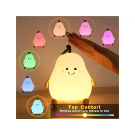 Wondee Lámpara de Noche Infantil de Silicona con Forma de Pera, Luz Suave y Sensor Táctil