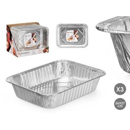 Set 3 Bandejas Rectangular Aluminio 36X27Cm Kinvara (24 Unidades)