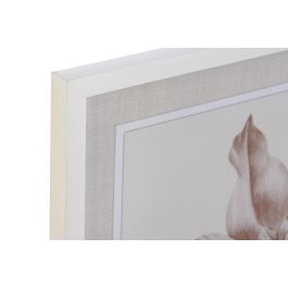 DKD Home Decor Cuadro Flores Blanco Beige Cristal Abedul 2.5 x 70 x 55 cm (4 Unidades)