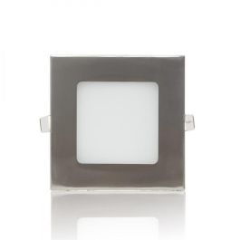 Placa LED Cuadrada 6W 600Lm 6000K Níquel Satinado GL-CL-S6N-CW, Downlight Ultrafino para Falso Techo