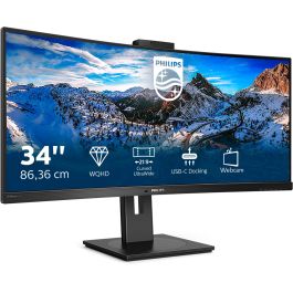 Philips 346P1CRH Monitor 34" Curvo Ultrapanorámico WQHD (3440x1440) Webcam Windows Hello USB-C KVM DisplayHDR 400
