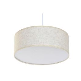 DKD Home Decor Lámpara de Techo Plafón Cuadrado Urban, Color Crudo, 40x40x15 cm, compatible E27 50W, Fabricado en Lino y Poliéster