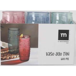 La Mediterranea Vaso Alto Tiki 600 ml Colores - Alto 17 cm, Ancho 7.8 cm