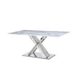 Mesa de Comedor DKD Home Decor Cristal Plateado Gris Acero Blanco 180 x 90 x 78 cm Precio: 543.89000028. SKU: B18BMMEZMW