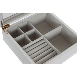 DKD Home Decor Joyero Tradicional Blanco Beige Madera Cristal 21 x 8.5 x 20.5 cm
