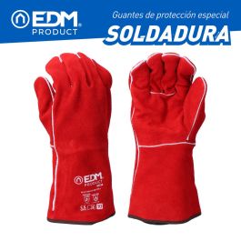 Guantes de Trabajo EDM Rojo Kevlar Algodón Piel de serraje Soldadores
