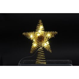 DKD Home Decor Estrella de Navidad Alpina con LED Dorado, 18x5x20 cm, para Árbol, Funciona con Pilas AA (Pack de 6 Unidades) DKD Home Decor Estrella de Navidad Alpina con LED Dorado, 18x5x20 cm, para Árbol, Funciona con Pilas AA (Pack de 6 Unidades)