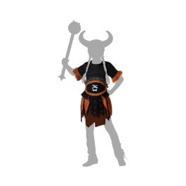 Disfraz de Carnaval Vikinga Guerrera Negro de Poliéster para Niña, Infantil 10-12 Años - Incluye Vestido y Cinturón
