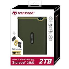 Transcend StoreJet 25M3G Disco Duro Externo 2TB USB 3.1 2.5" Verde Militar Resistente a Golpes para PC/Mac