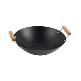 Inde Sartén Wok con 2 Asas de Madera, 35 cm (6 Unidades)