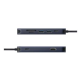 HYPER HD4004GL Hub de Interfaz USB 3.2 Gen 1 (3.1 Gen 1) Type-C 10000 Mbit/s Azul, Gris
