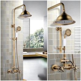 ROUSSEAU Panel de ducha con grifo monomando Retro - Bronce antiguo ROUSSEAU Panel de ducha con grifo monomando Retro - Bronce antiguo