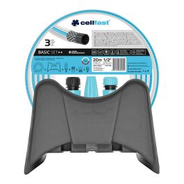 Cellfast Kit manguera de jardín basic set 20 m (1/2" 12.5 mm) con colgador mural, conector universal y lanza de riego