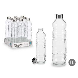Botella de Cristal Vivalto 1100 ml - 8x31x8 cm, Transparente y Plata (18 Unidades) Precio: 36.49999969. SKU: S3604467