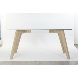DKD Home Decor Green house 21 Mesa Comedor Moderno Cristal y MDF Natural Transparente 90 x 75 x 160 cm