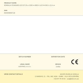 Edm Bombilla LED Standard E27 20W 2100lm 4000K Luz Día Ø6,5 x 12,4 cm