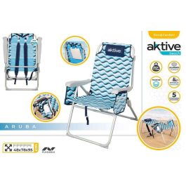 Silla mochila de playa plegable aluminio XL 5 posiciones 64x63x43/105 cm Silla mochila de playa plegable aluminio XL 5 posiciones 64x63x43/105 cm