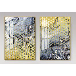 Cuadro Moderno DKD Home Decor Dorado Negro 3 x 90 x 60 cm (2 Unidades)