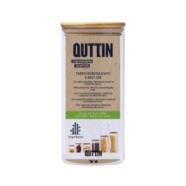 Quttin Tarro de Borosilicato con Tapa de Bambú, 1250 ml, 9.5 x 21 cm (12 Unidades)