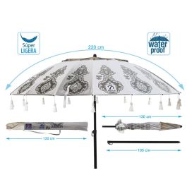 Atosa Sombrilla de Playa de Aluminio UPF 50+ Gris Claro 220 cm