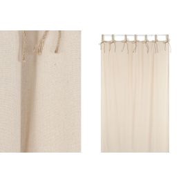 DKD Home Decor Cortina Cottage Natural de Poliéster con Trabillas y Lazos 260 cm Largo x 140 cm Ancho