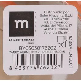 La Mediterranea Tarro Hermético de Vidrio con Cierre Clip, 1500 ml (12 Unidades)